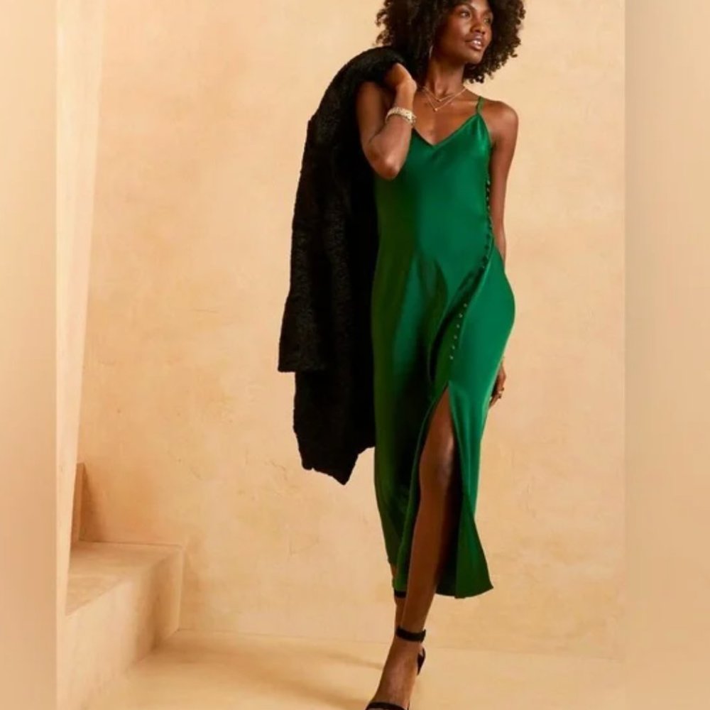 Banana Republic Green Midi Slip Dress in size 16